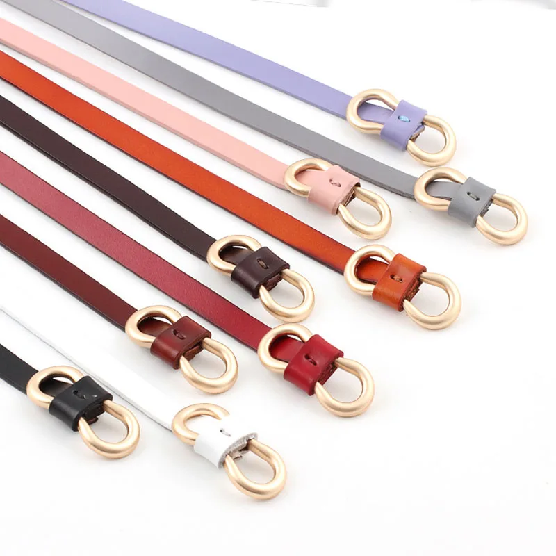 Custom New 10mm wide ladies girls skinny PU faux leather colorful slim fashionable dress belt