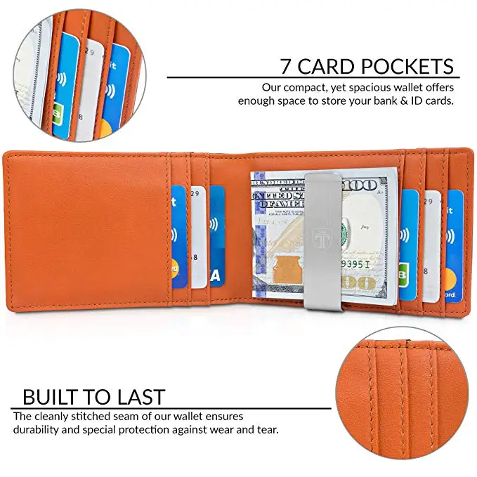 
Money Clip Wallet slim Front Pocket RFID Blocking Card Holder Minimalist Mini Bifold Gift Box bifold Wallet 