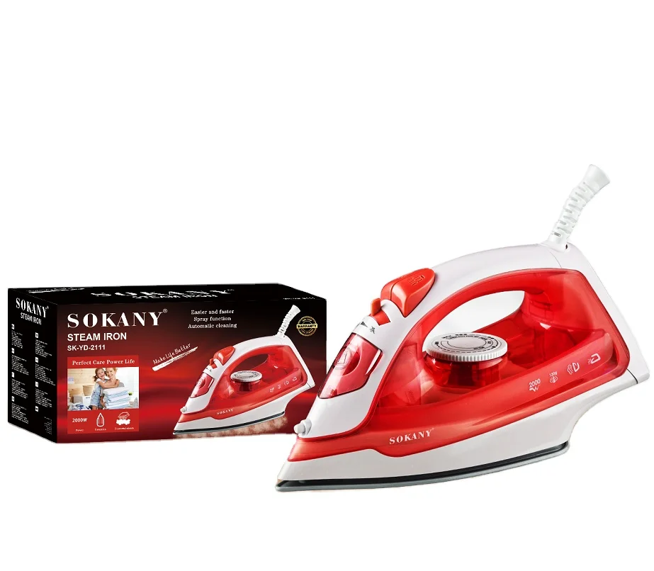 Sokany 2111 High Quality Iron 2000W Commercial Boiler Mini Steam Iron Travelling