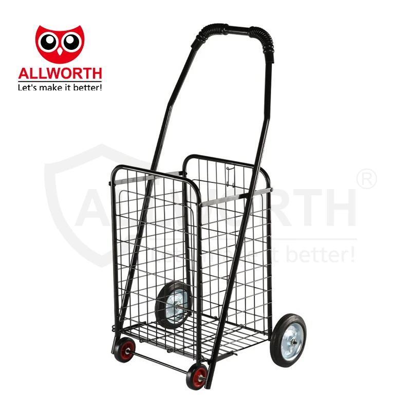 Wholesale Folding Supermarket Trolley Metal Basket Grocery Shopping Cart