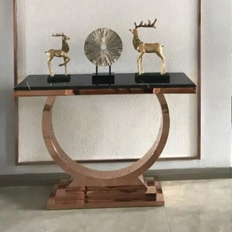 Light luxury stainless steel rock plate porch table entrance hallway marble end viewing platform porch cabinet