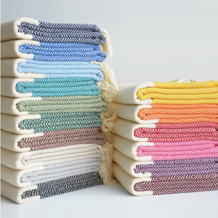 F-1380 Home geometric diamond shaped turkey blankets jacquard woven rugs tassels tapestry blanket cotton sofa throw blanket