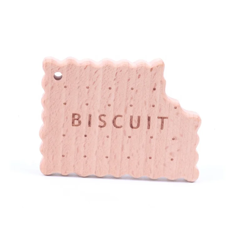 Accessories Baby Shower Gifts Infant Cookie Baby Wood Teether Biscuits Shape Natural Wooden Baby Teether Toys Wood Teething