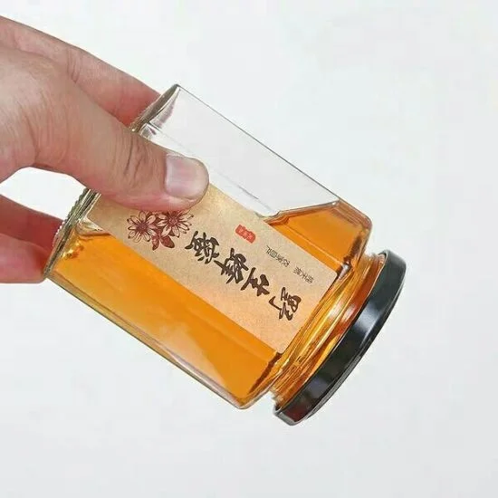 Wholesale 100ml 180ml 280ml 500ml 730ml Custom Round Empty Storage Hexagon Honey Jar Glass With Lid