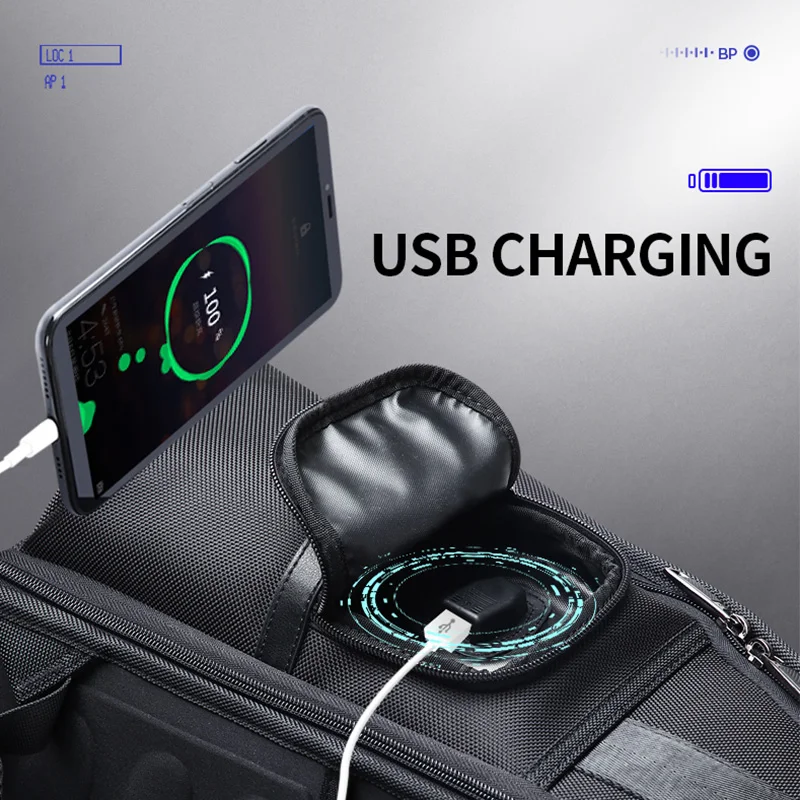 Bopai 2 in 1 detachable usb charging business bag smart anti theft large capacity back pack 15.6 inch laptop men travel backpack