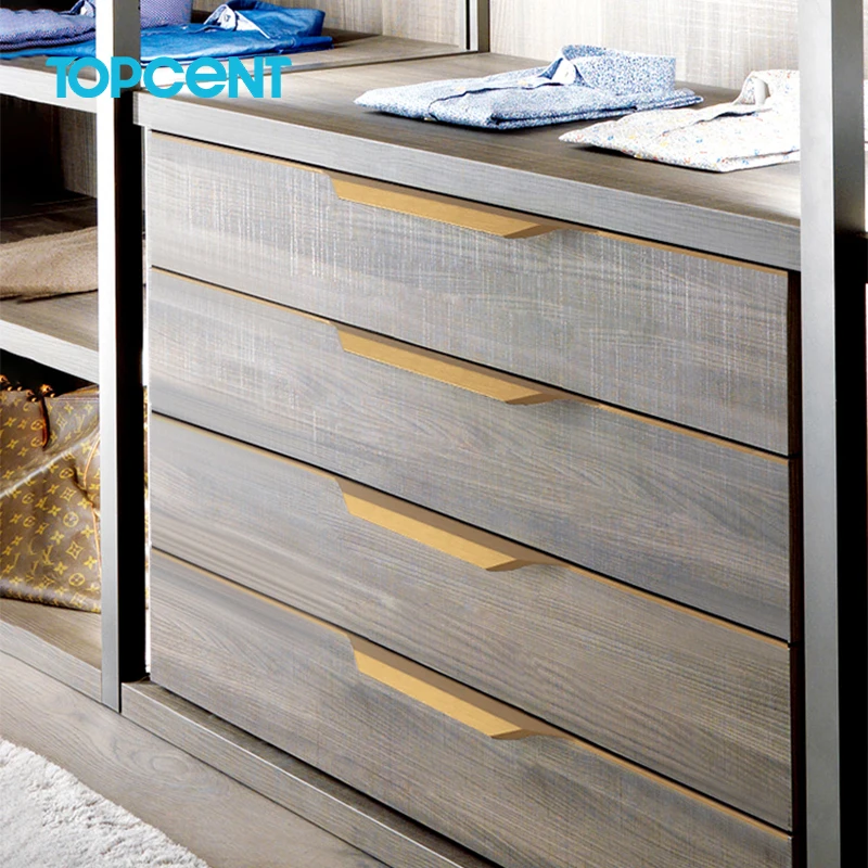 Topcent Aluminum Alloy Furniture Handle Fashion Black Gold Wardrobe Dresser Cupboard Cabinet Drawer Pulls