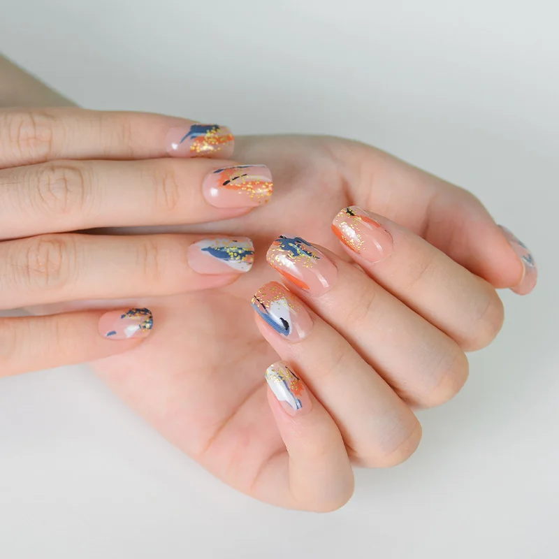 Nature color Gel Toenail Strip Nail Stickers Pedicure Strips Long Lasting Salon Quality Nail Wraps