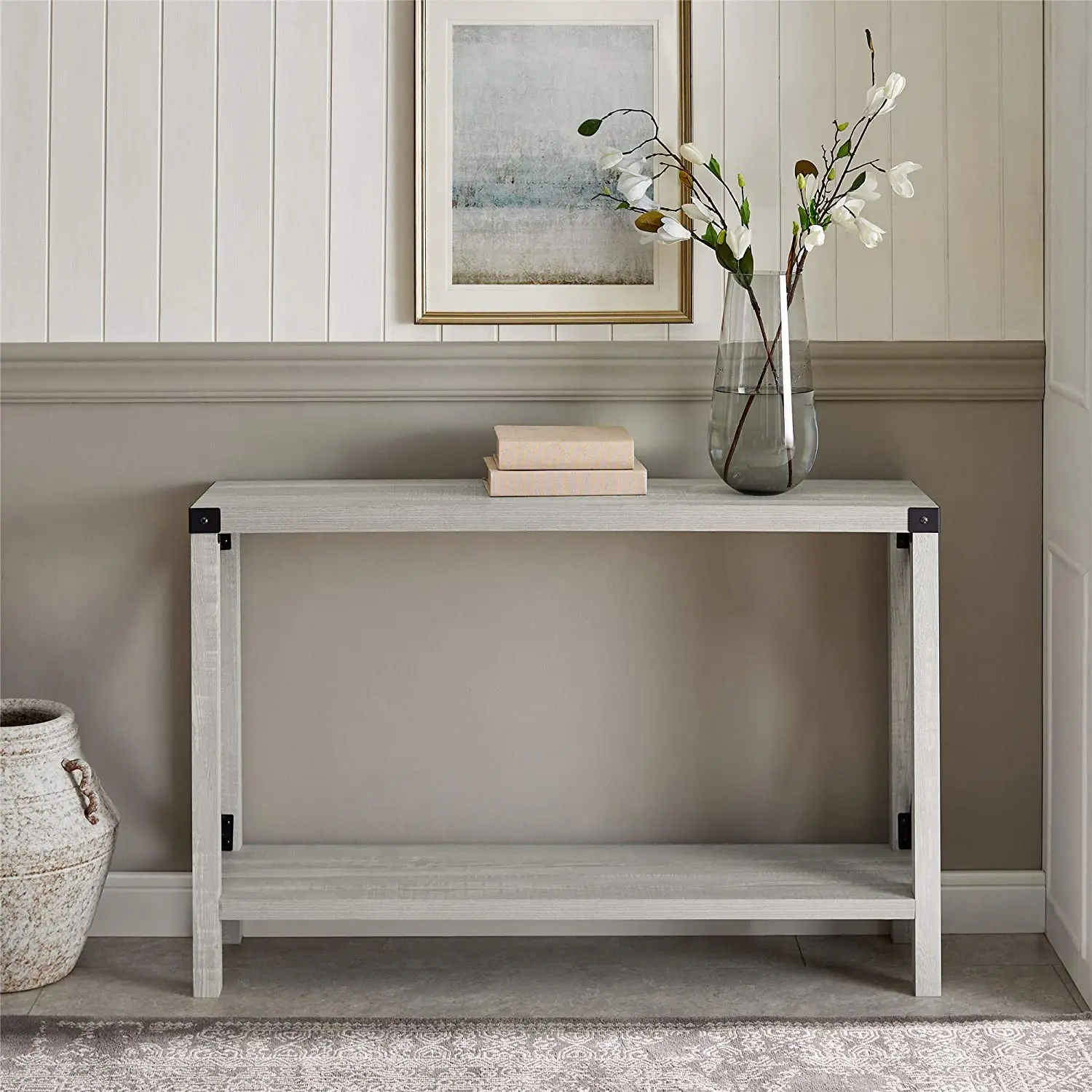 Top Hallway Entrance Foyer Vintage Antique Console Entry Table Console Furniture with Storage Entry Table rattan shelf
