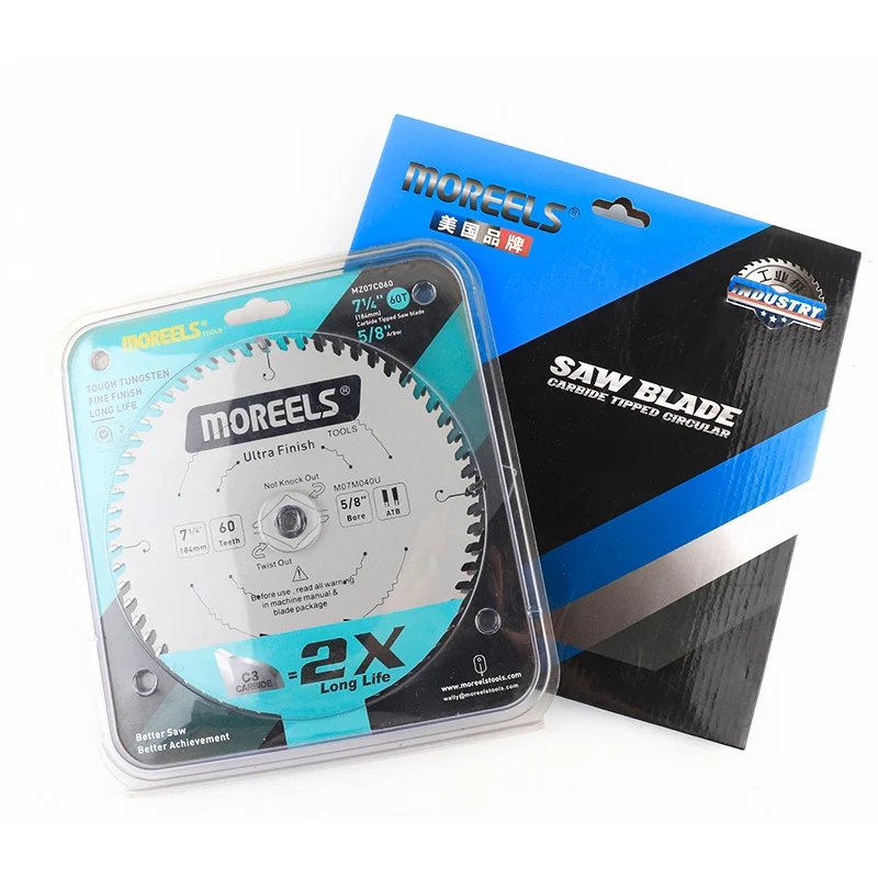 MOREELS New 7'Inch 184mm 60-Tooth 5/8' Arbor ATB TCT Saw Blade For Wood Cutting Power Tools Accessories Ultra Finish Cutting