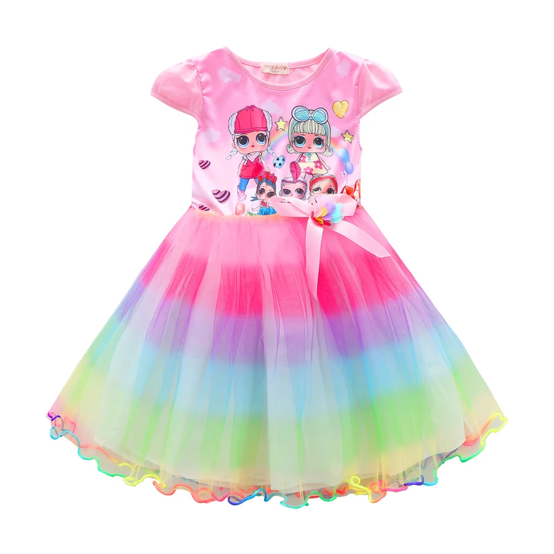 
2019 new design girls cartoon dresses cotton material unicorn dresses for kids 2-6 years old 