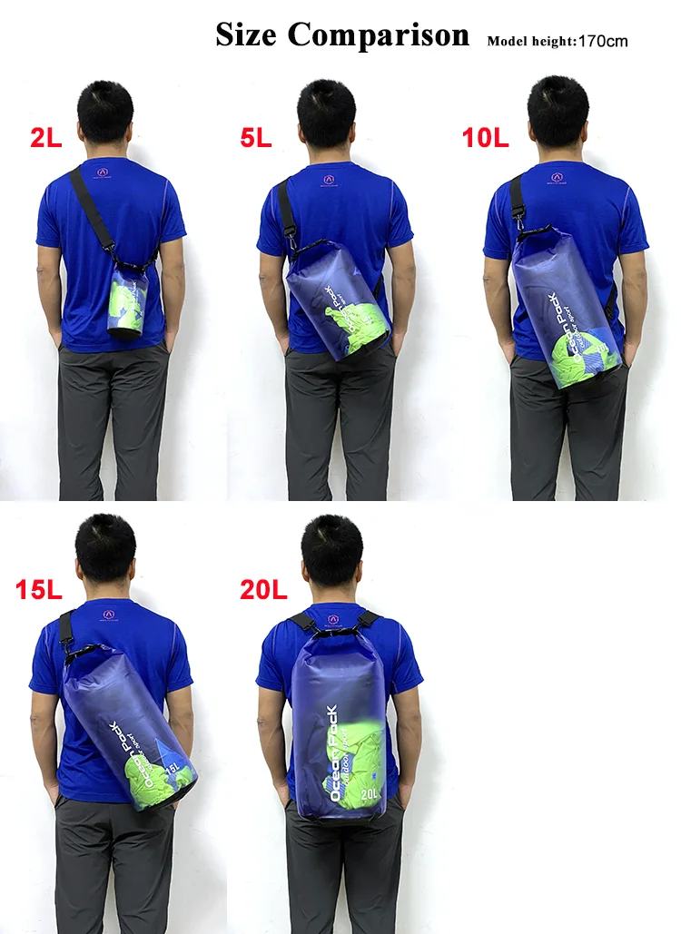 Custom Logo Dry Sack Outdoor Sports Beach Transparent Ocean Pack Water Proof Swimming Backpack Clear Hiking Waterproof Bag