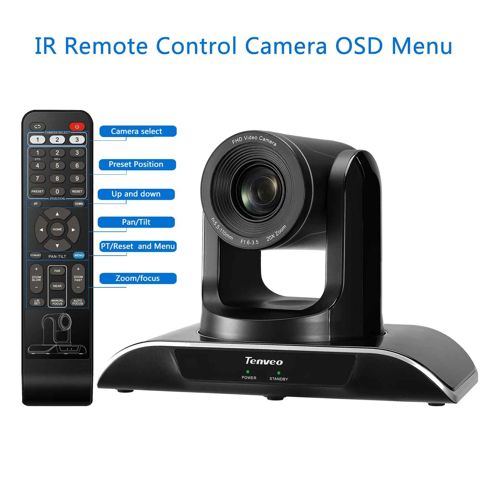 TEVO-VHD202U PTZ  Camera  20x Optical Zoom 1080P Video Camera USB Conference for Church Live Streaming