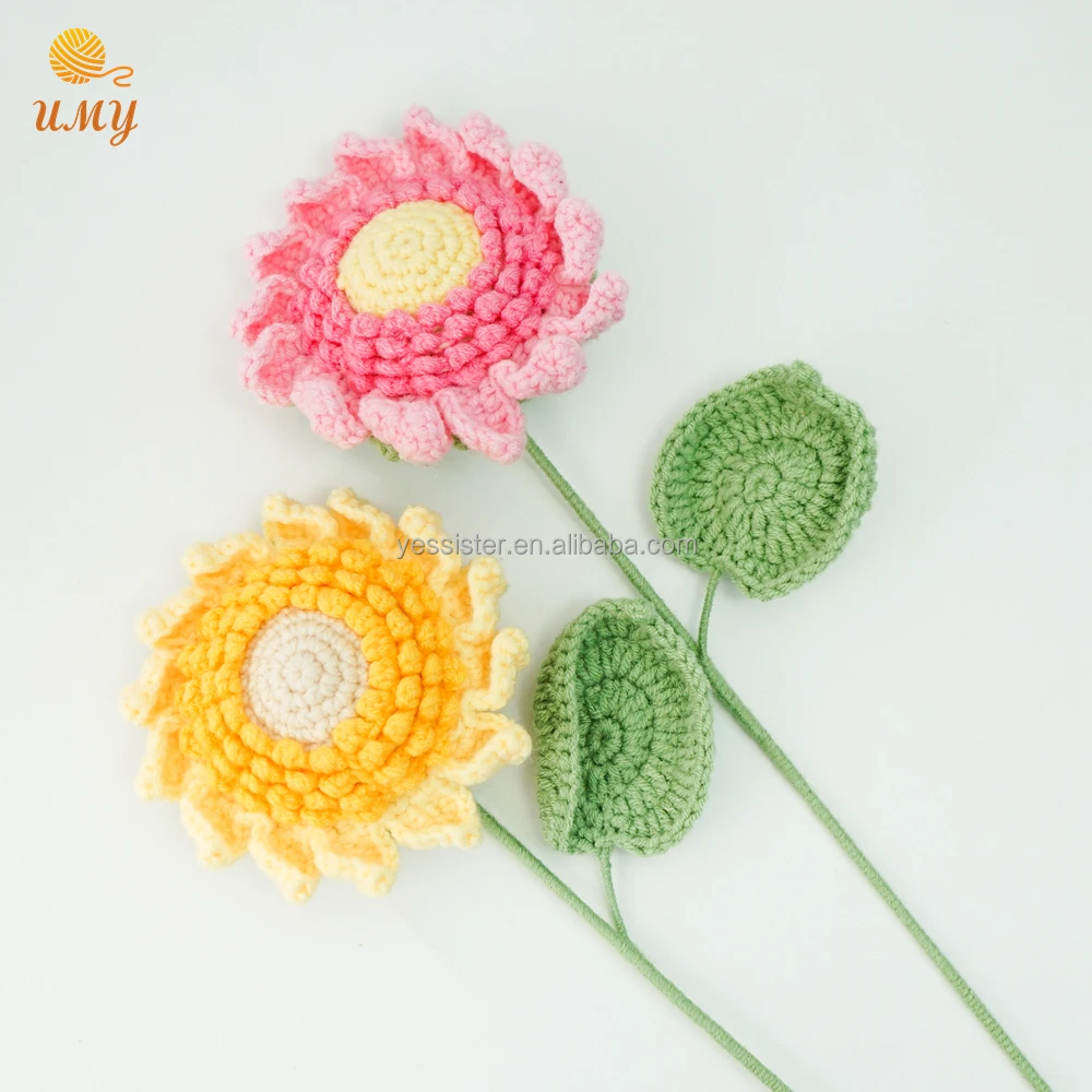 2024 new pure handmade crochet bouquet artificial crochet blooming multicolor alstroemerias Lily single handmade crochet flowers