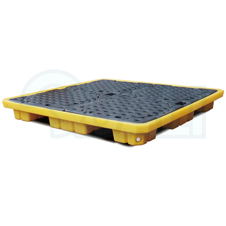 1240*1240 Plastic Spill Pallet Warehouse System Leak proof Tray Yellow And Black Spill Pallet Containment