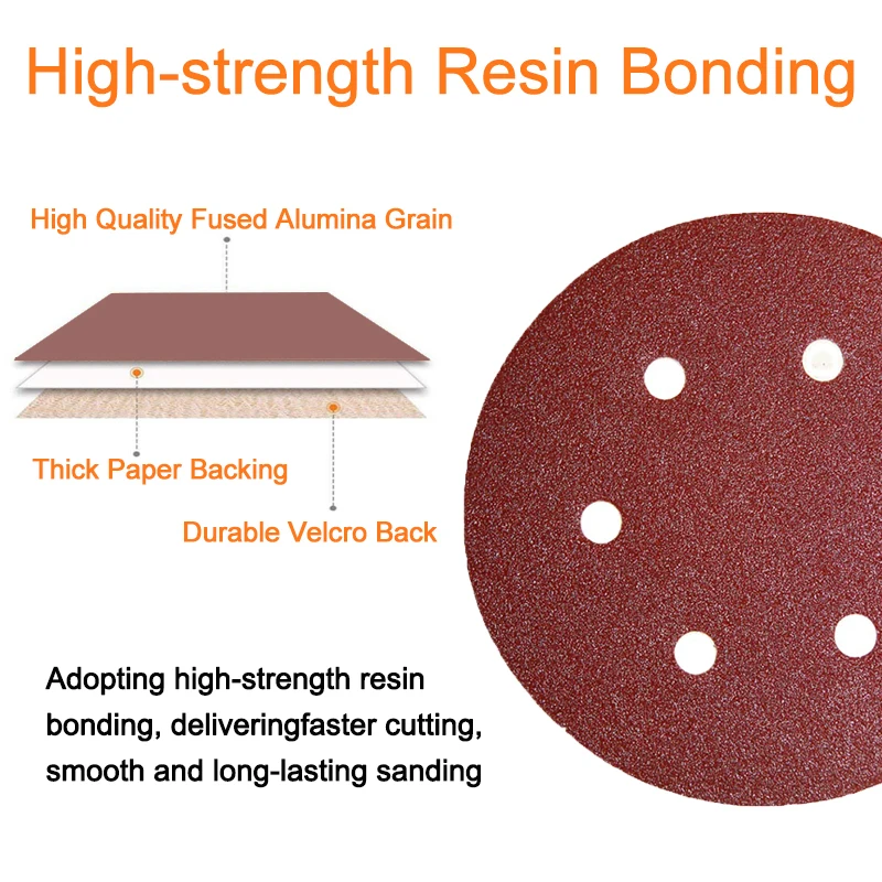 125mm orbital sanding discs abrasive sand disc Aluminum Oxide round E-weight Red Sandpaper 125mm Sanding Disc sand paper p120