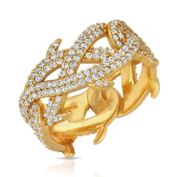 micro pave cz gold hip hop men jewelry 5A cubic zirconia cz barbed wire men ring