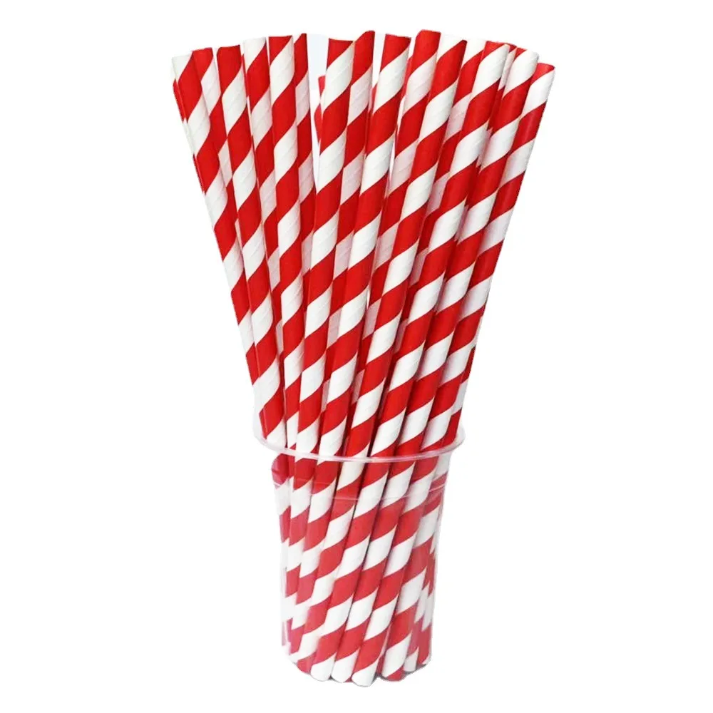 Eco Friendly Drink Tubes Cocktail Paper Jumbo Straw Black Stripe Equipment For Happy Birthday Party Bubble Boba Tea Drinks