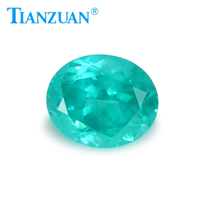 Lab grown Synthetic Paraiba YAG Oval Cut Green  yttrium Aluminum Garnet with Enchanting with Cottony  loose gemstones