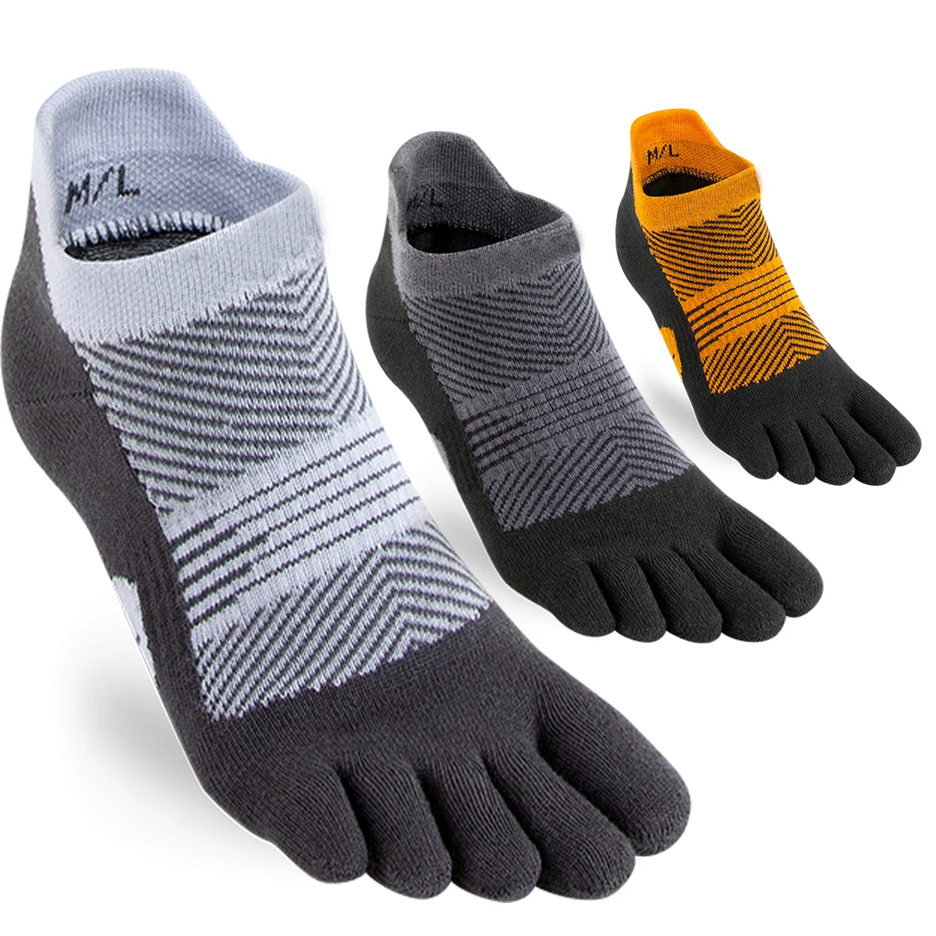 Custom Logo Black Mens Running No Show Lycra Cool Max Five Toe Socks