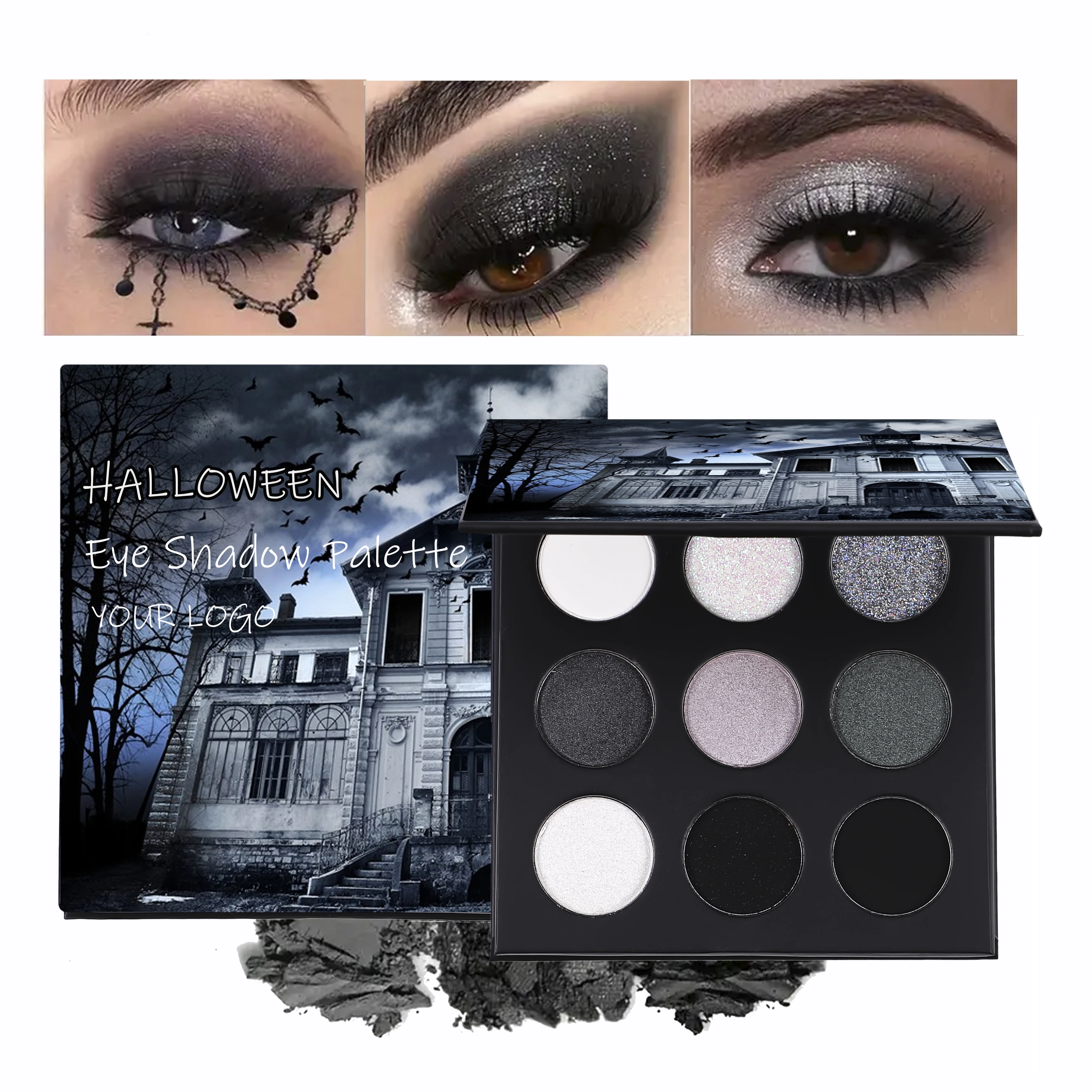 Halloween Makeup Custom Logo 9 Colors Eye Shadow Palette Vegan Eye Shadow High Pigment Halloween Eyeshadow Palette