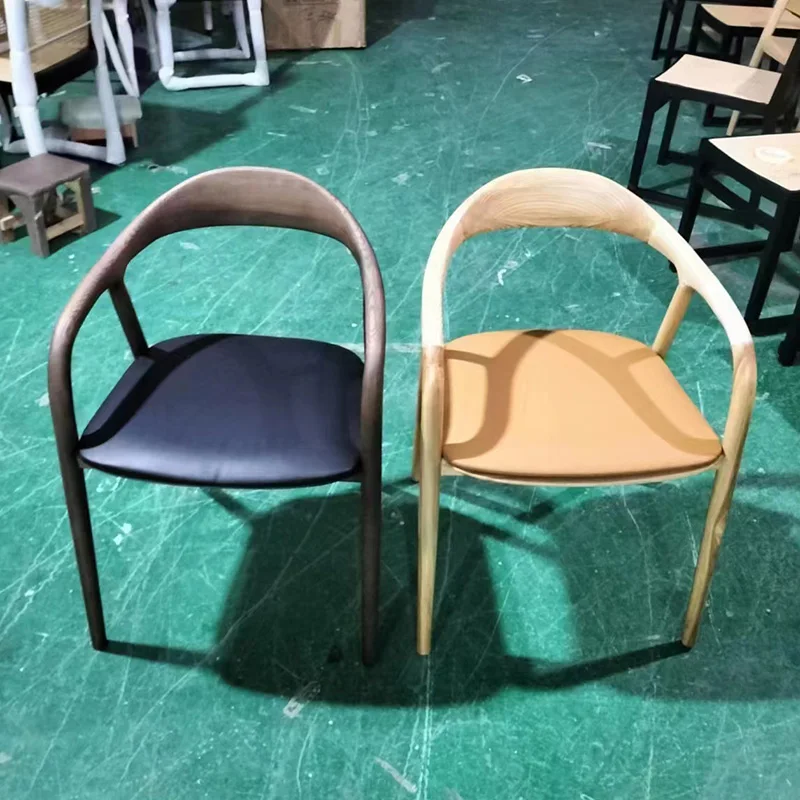 Modern leather wood arm chair design nordic style CH24 wood dinning room chairs wooden dining chairs for hotel and restaurant
