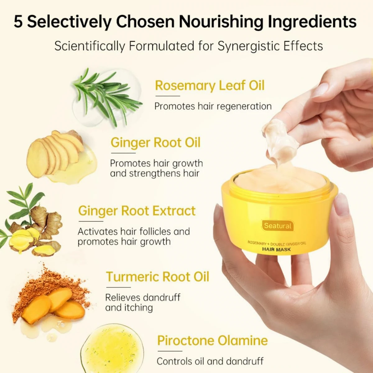 Private Label Natural Herbal Ginger Oil Hair Repair Mask Refreshing Hair-Loss Prevention Hair Treatment Mask Cream