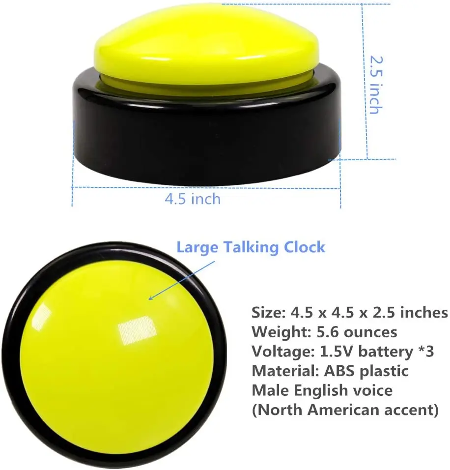 Large Button Alarm Clock BigTalking Clock for Visually Impaired Telling Time and Date for Elderly Impaired Sight Blind with Led