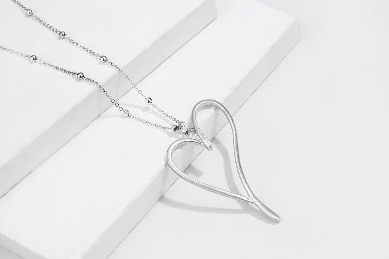 Heart Shaped Pendant Copper Necklace Special Design Heart Necklace 925  Yiwu Jewelry Wholesale