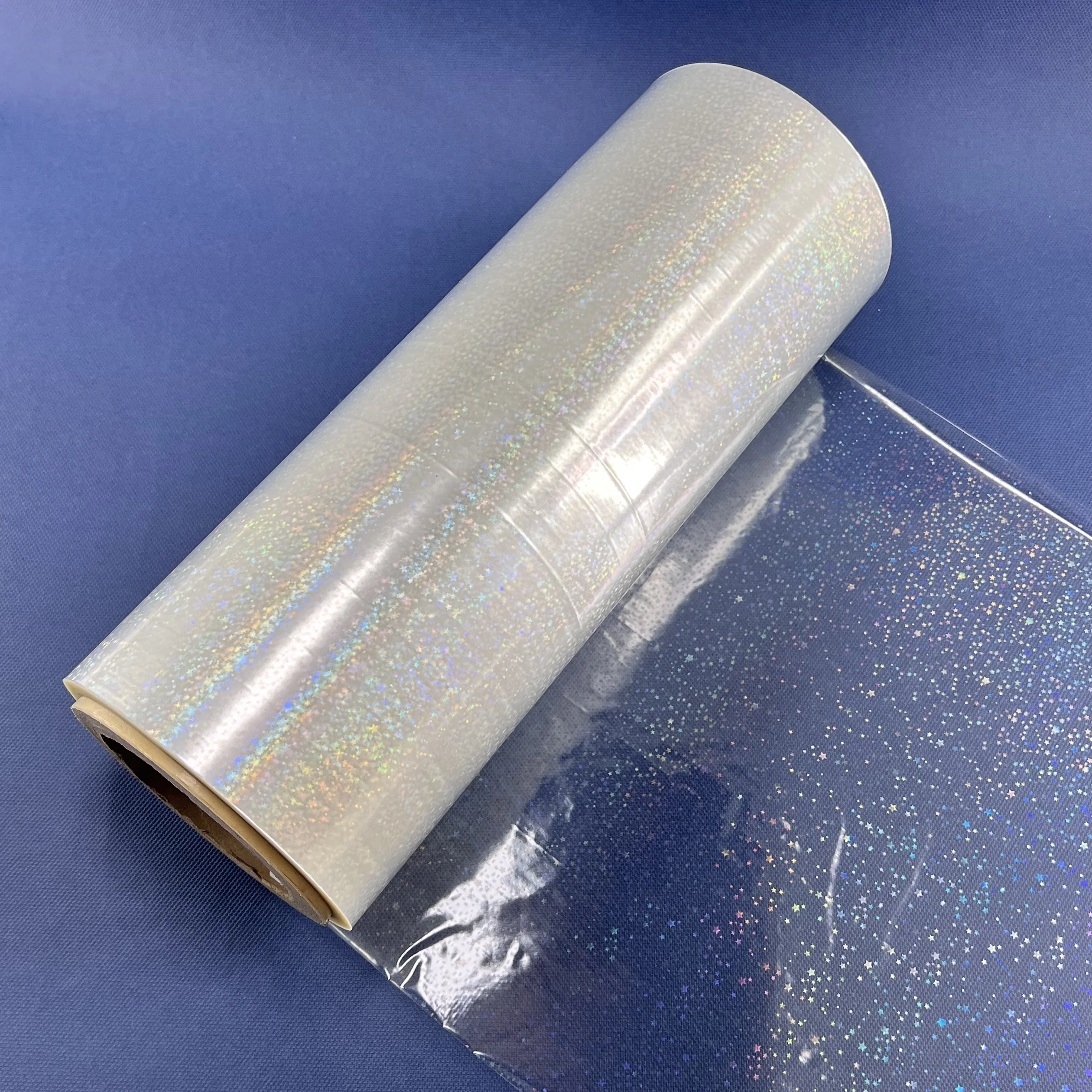 Anti scratch holographic star transparent sparkle glitter bopp wet lamination film roll