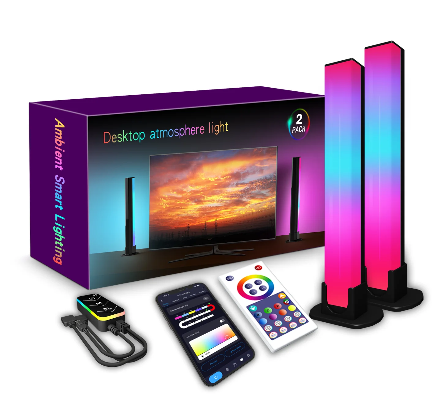 Smart Atmosphere Light Bar Music Ambient RGBIC Tv Backlight Desktop Rhythm Recognition smart home light