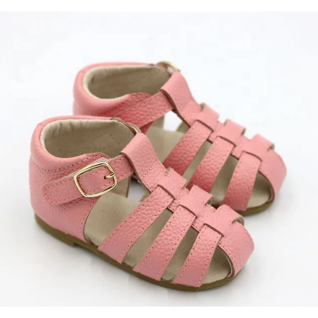 Princess Children Hard Sole Buckle Strap Kid Genuine Leather Sandals