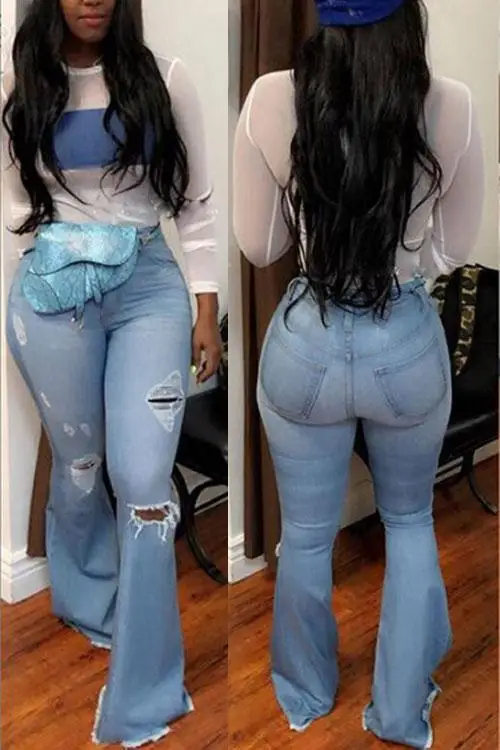 Hot selling casual solid color plus size jeans bell bottom pants Bell Bottom Flare Pants with great price