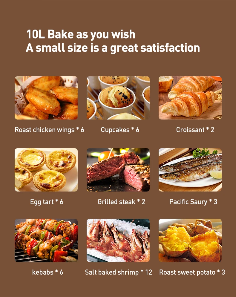 Elegant Universal Steam Oven Toaster Oven Mini 10L Kitchen Bread Baking Oven  with Steam for Single Person