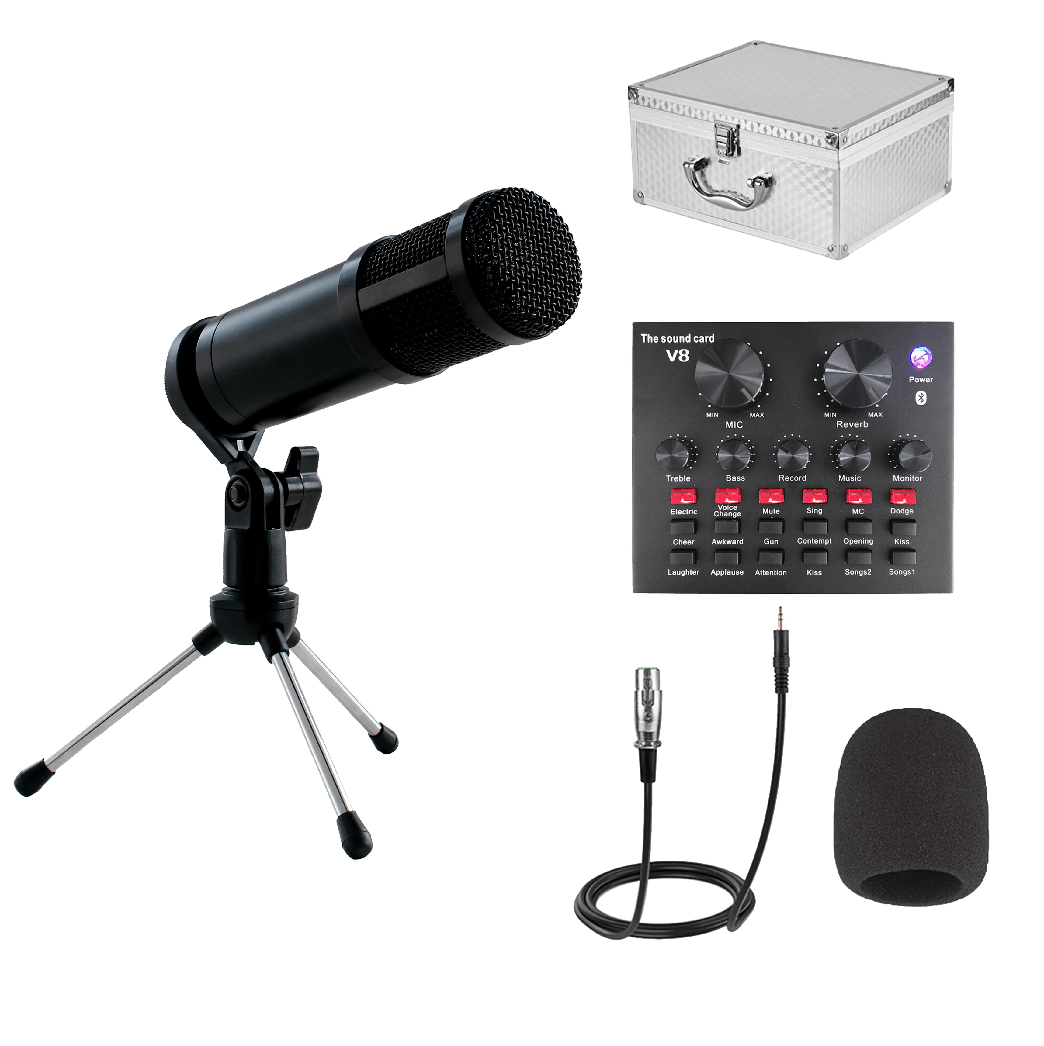 
GONSIN studio microphone pc microfone kit with v8 sound card audio interface for live communication or singing 