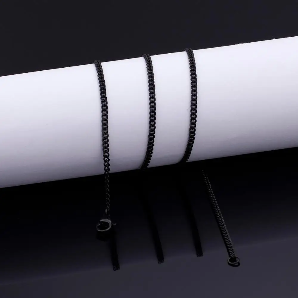 KALEN 1.5mm 2mm 316L Stainless Steel Smooth Curb Chains Necklace