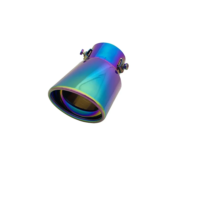Universal Car Rear Tail Throat Liner Car Auto Round Exhaust pipe neo chrome/burnt blue Muffler Tip Stainless Steel