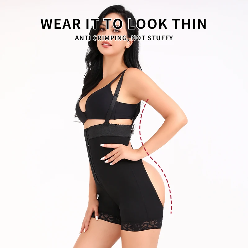 2024 Breasted, Butt Exposed ShapeWear Lace Hem Tights Detachable Suspenders Plus size Corset