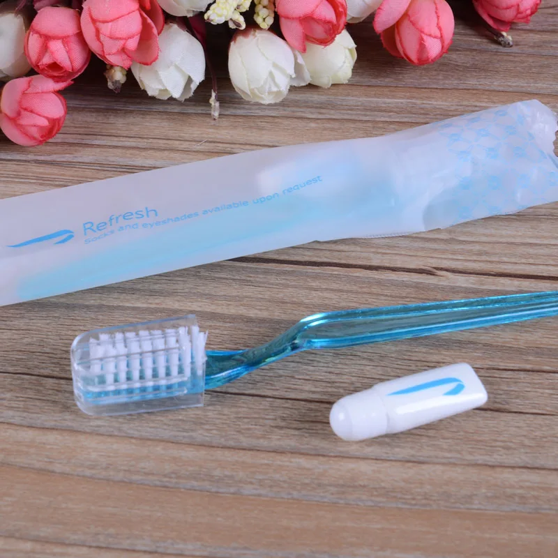 Custom independent packing disposable plastic toothbrush, toothpaste for hotel