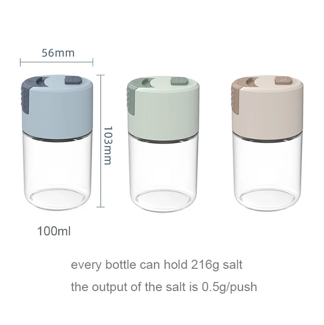 2022 Design 100ml Capacity 0.5g Limit Quantitative Push-type Salt Shaker Sealed Moisture-proof Seasoning Bottle For Household