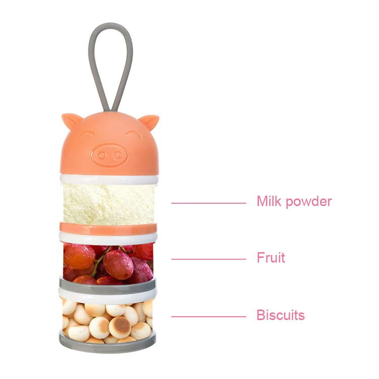 Cartoon Pig Design Baby Infant Feeding Food Milk Powder Formula Dispenser Distributor Travel Newborn Container Storage Box