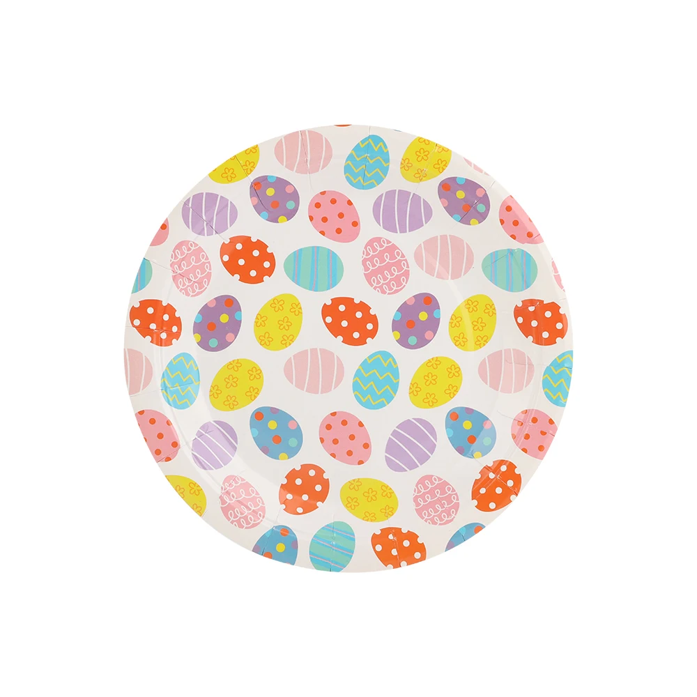 7/9-inch Custom Round Shaped Colorful Paper Plates Disposable for Birthday Party and Christmas Celebrations Party