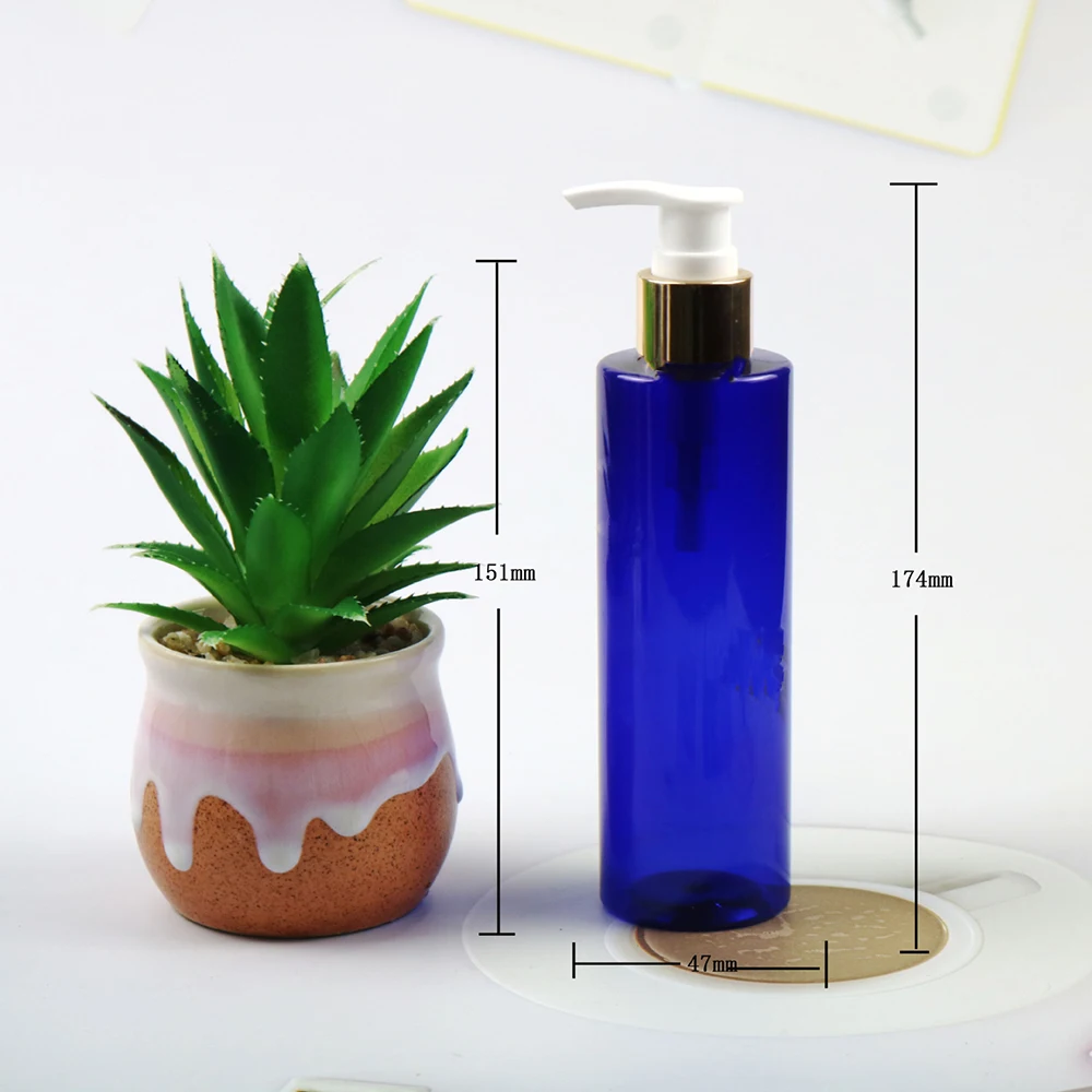 200ml Round Cosmetic Bottle Printing White Pet Bottle Lotion Pump Skincare Pump PE Plastic Bottle