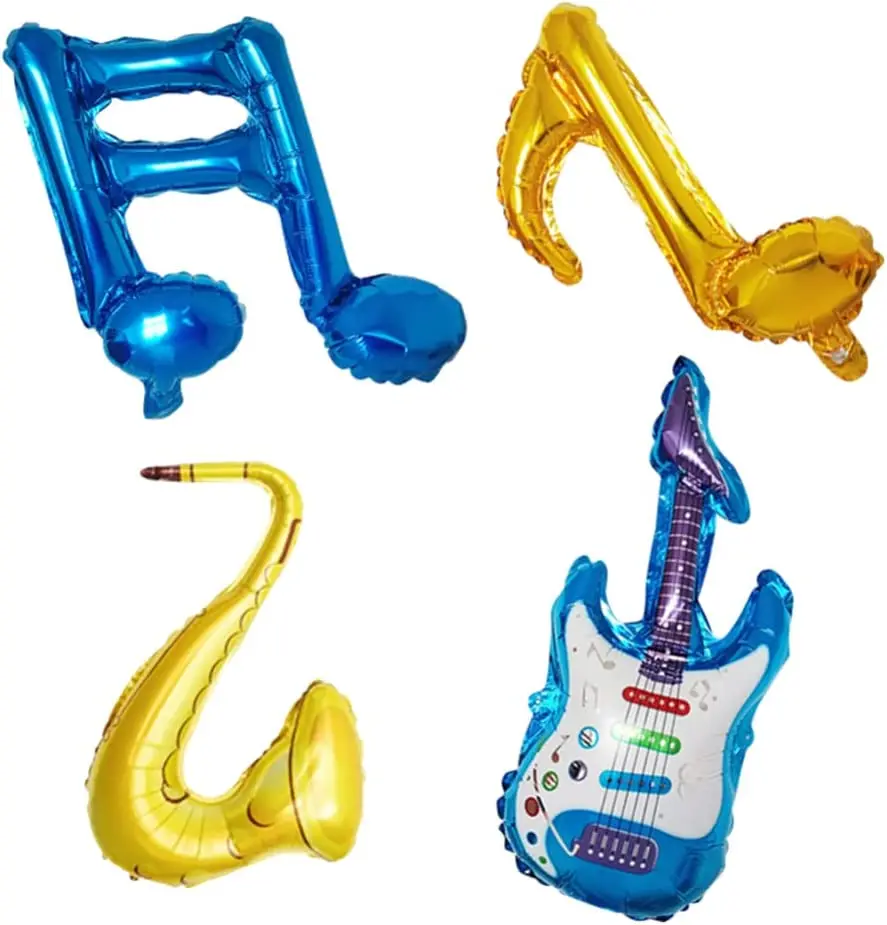 Music Notes Guitar Foil Balloon  Helium Saxophone Shaped Balloons  for Music Theme Party Decorations