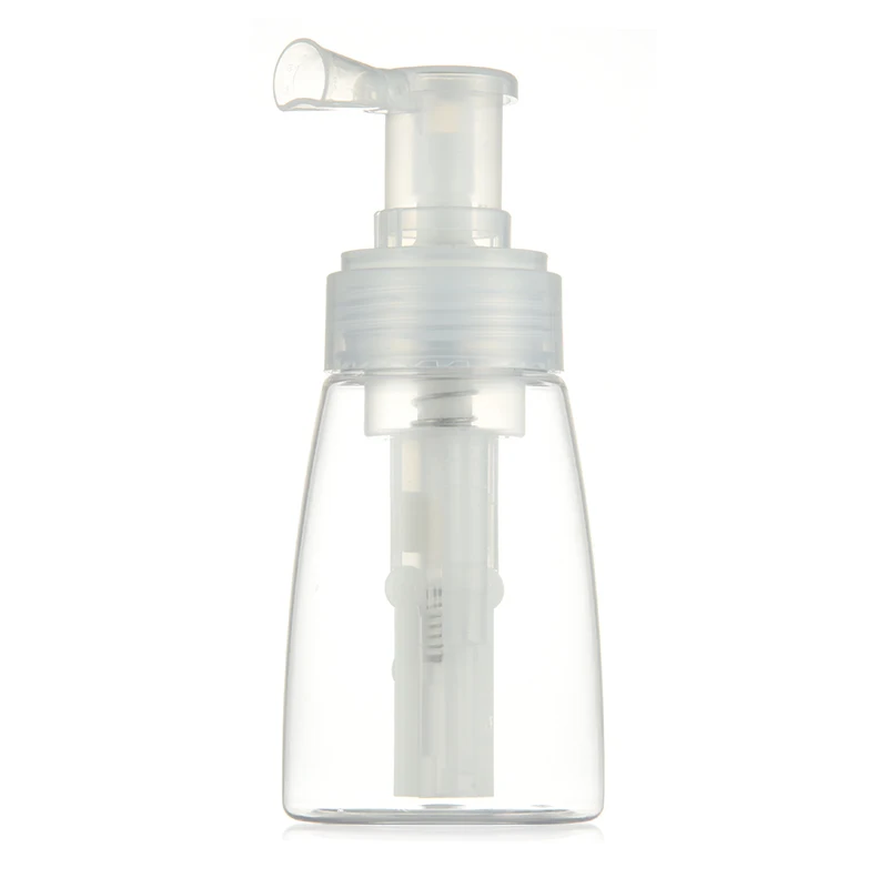 factory wholesale PET 14ml 18ml 25ml plastic cosmetic travel size clear spray baby talcum powder bottle  dry powder spray bottle