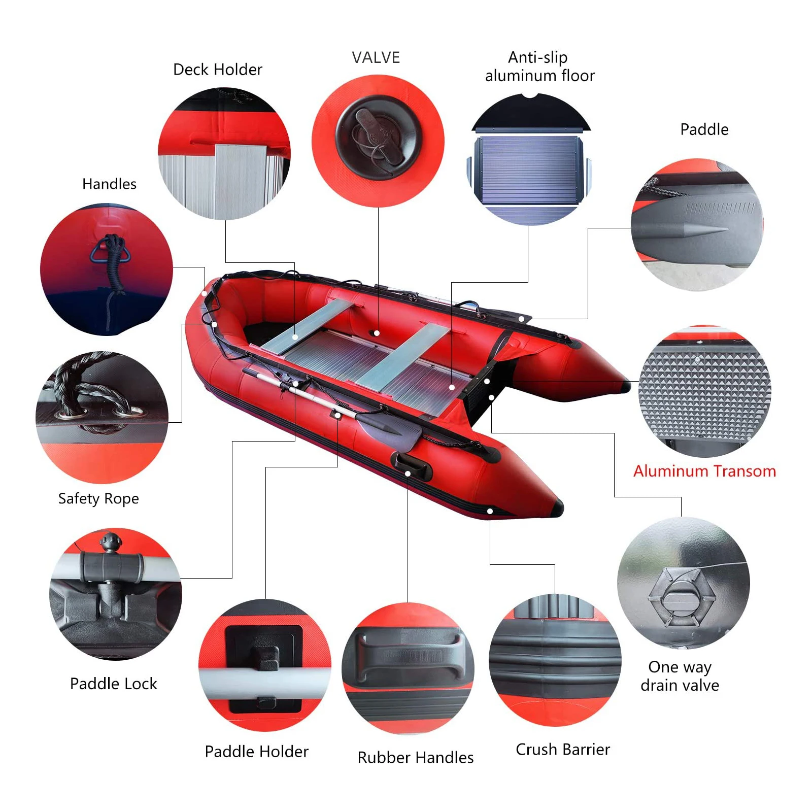 3.6M inflatable boat inflatable yacht kayak paddle boat with PVC high pressure air tube and aluminum floor
