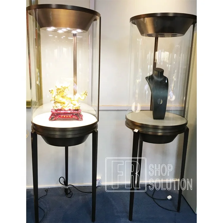 Retail High end Led illuminated Lockable glass cabinet jewelry window display kiosk showcase