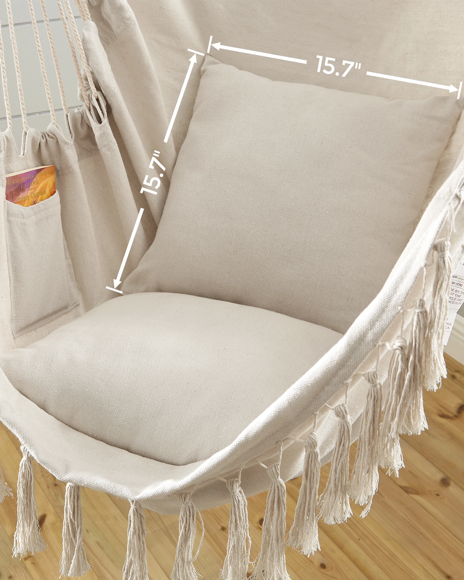 Оптовая продажа, тканевое подвесное кресло-качели для улицы, крытого балкона, патио, качели-гамаки с кисточкой и подушкой