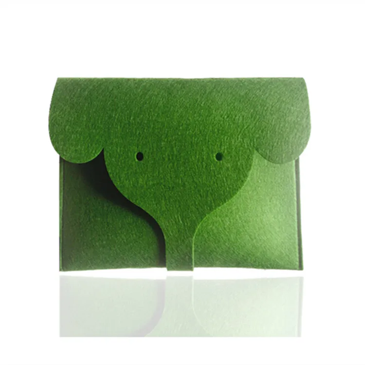 2020 China Factory Custom Made Animal Shape Soft Bag Felt Green Coin Bag