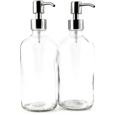 ARKTEK Glass Soap Dispenser - Clear Dish Soap Dispenser for Kitchen, Great for Essential Oils Liquid Soaps (17 Ounce/ 500 ML)