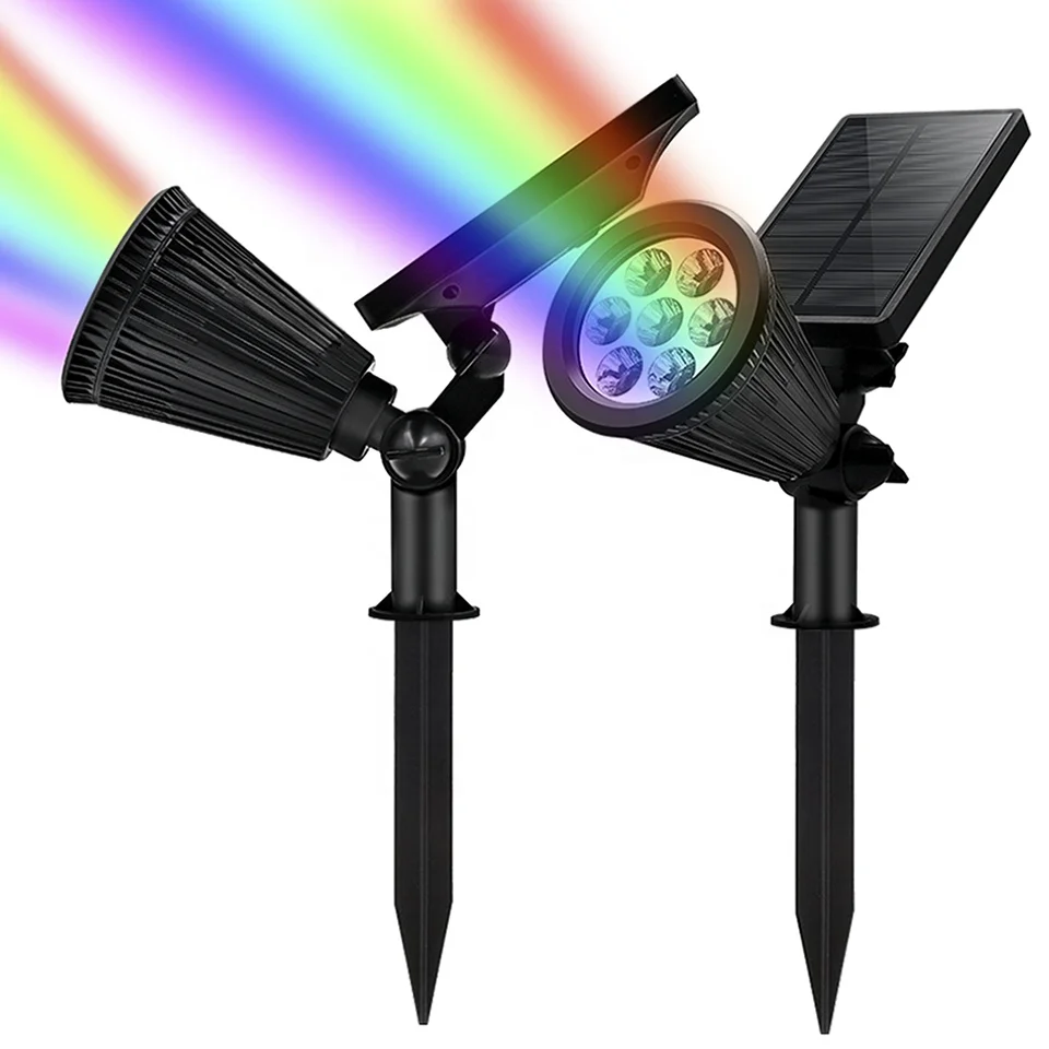 Color Changing Solar Garden Lights 7 LED Solar Lights Outdoor Waterproof Solar Power Spotlight